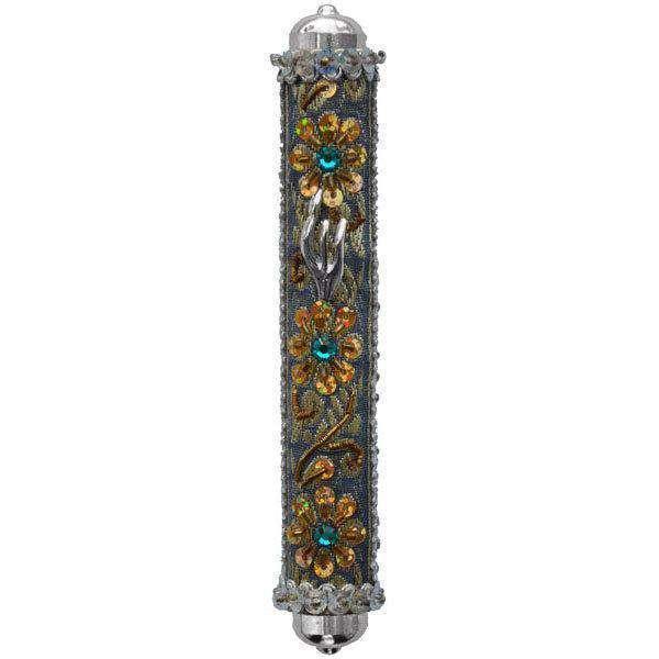 Handmade Sequins Mezuzah - Silver