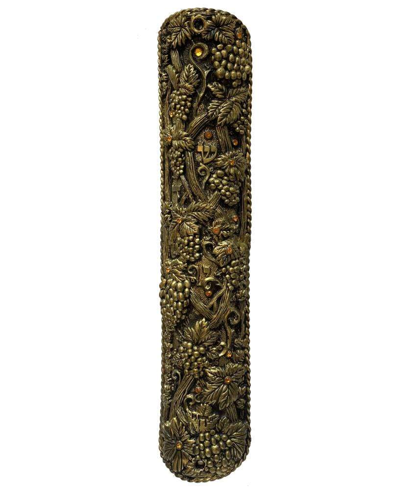 Holy Grapes Brass Mezuzah - Extra Large