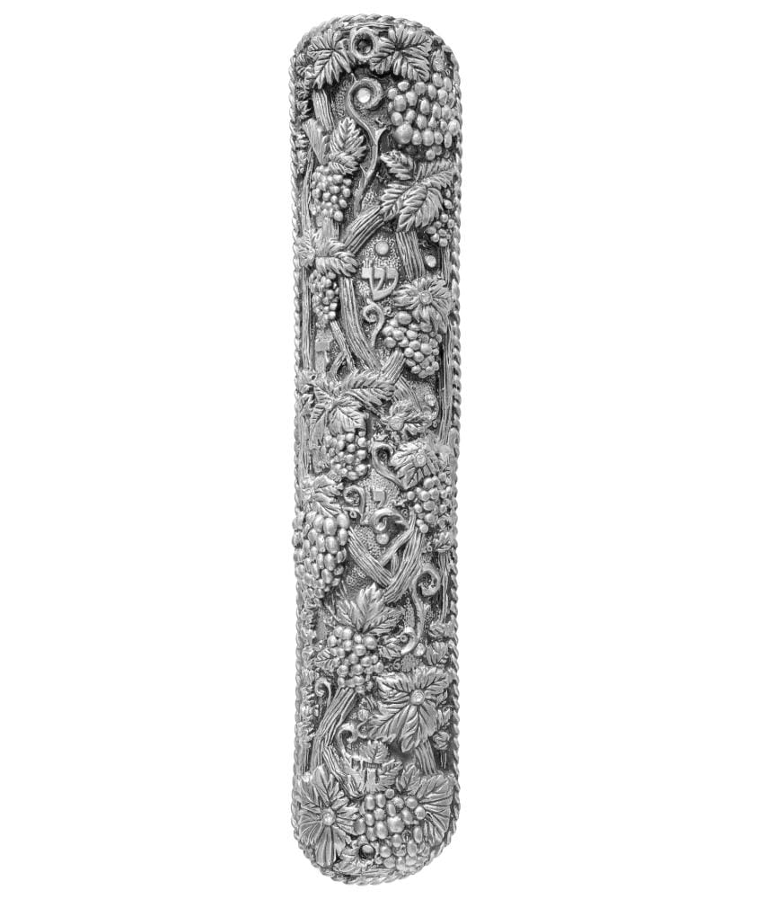 Holy Grapes pewter Mezuzah - Extra Large