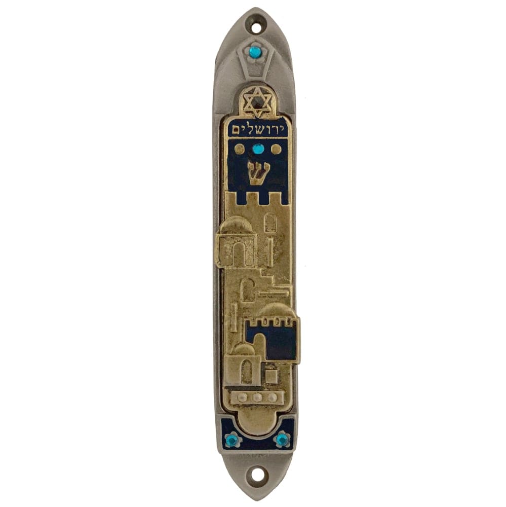 Jerusalem Dreamscape Mezuzah-Gold