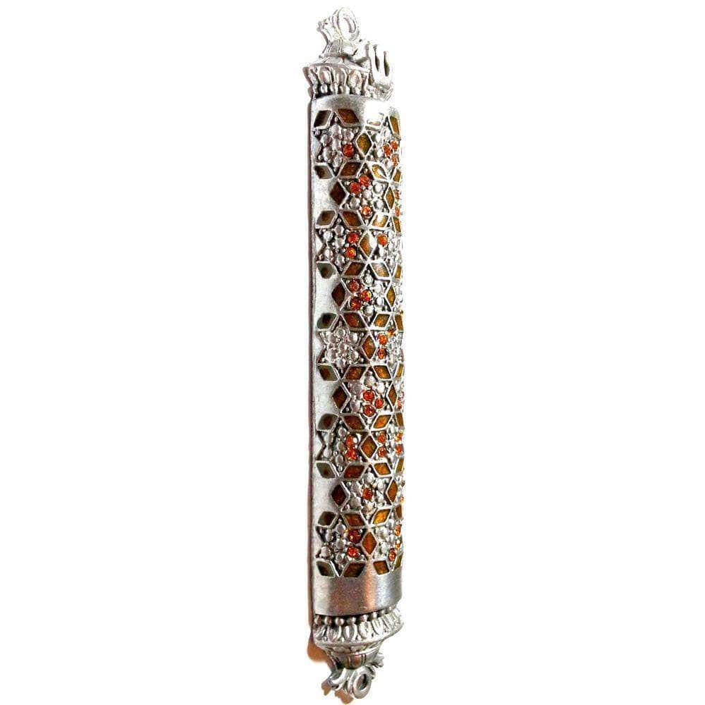 Mosaic Magen David Mezuzah - Brown