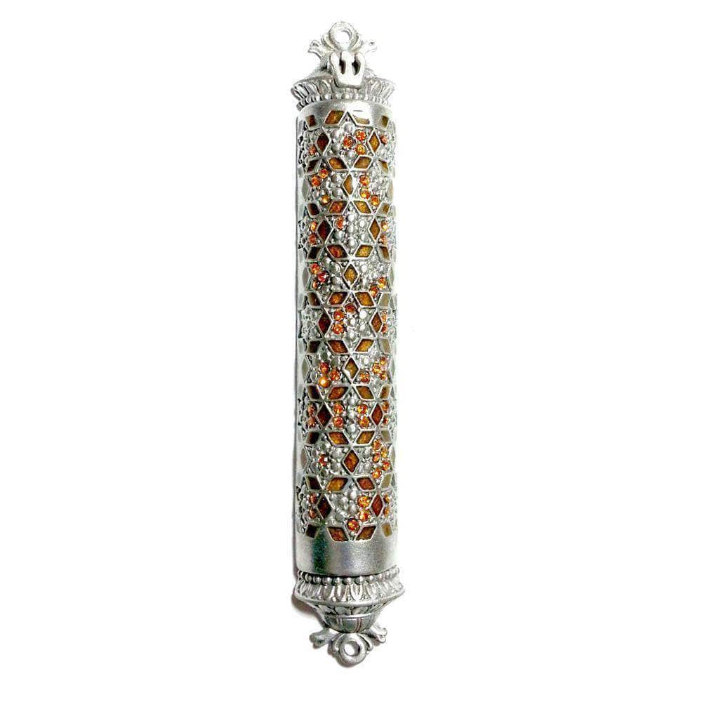 Mosaic Magen David Mezuzah - Brown