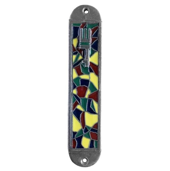 Mosaic Pewter Mezuzah
