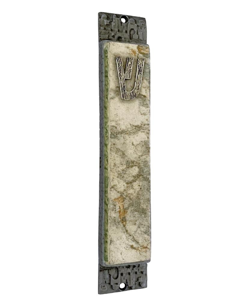 Natural Marble Mezuzah-green