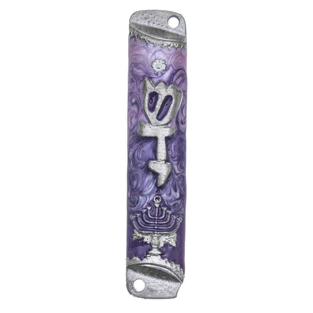 Royal Menorah Pewter Mezuzah