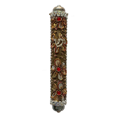 Sequins Mezuzah-Brown