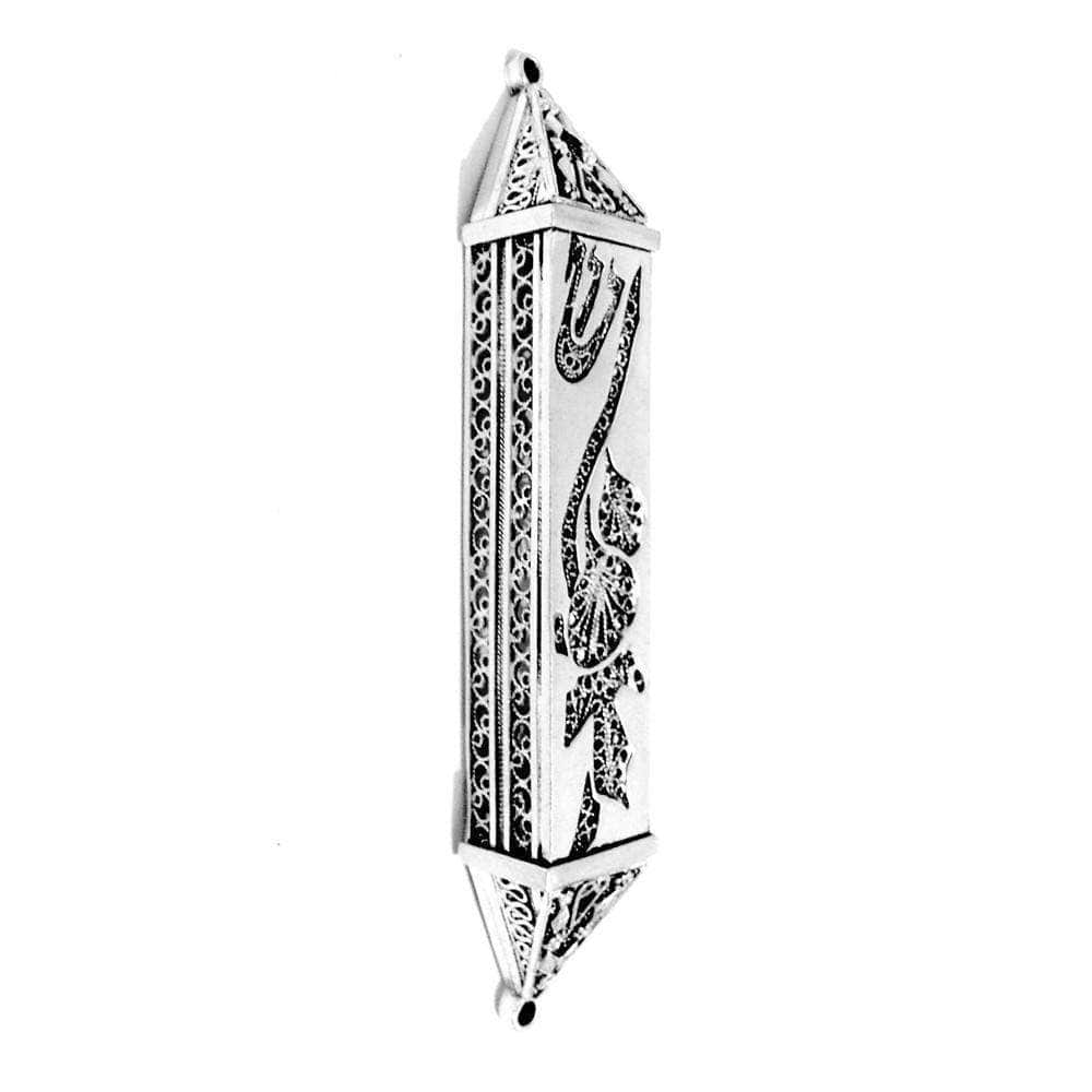 Silver Mezuzah - Leaf