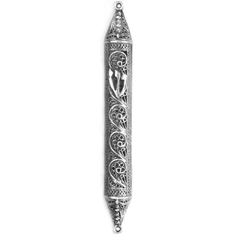 Silver Mezuzah - Paisley