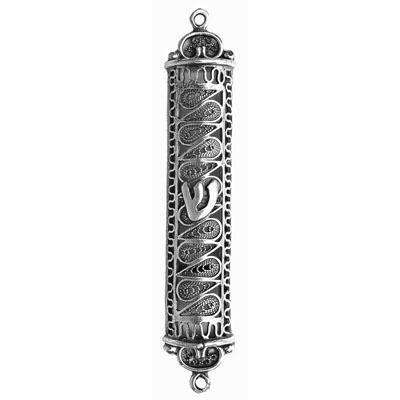 Silver Mezuzah Swirl