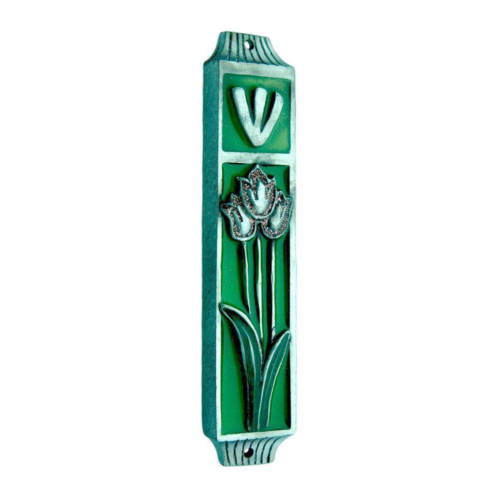 Tulips Mezuzah - Green