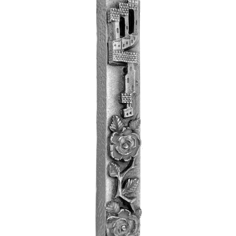 Two Roses Mezuzah- Pewter